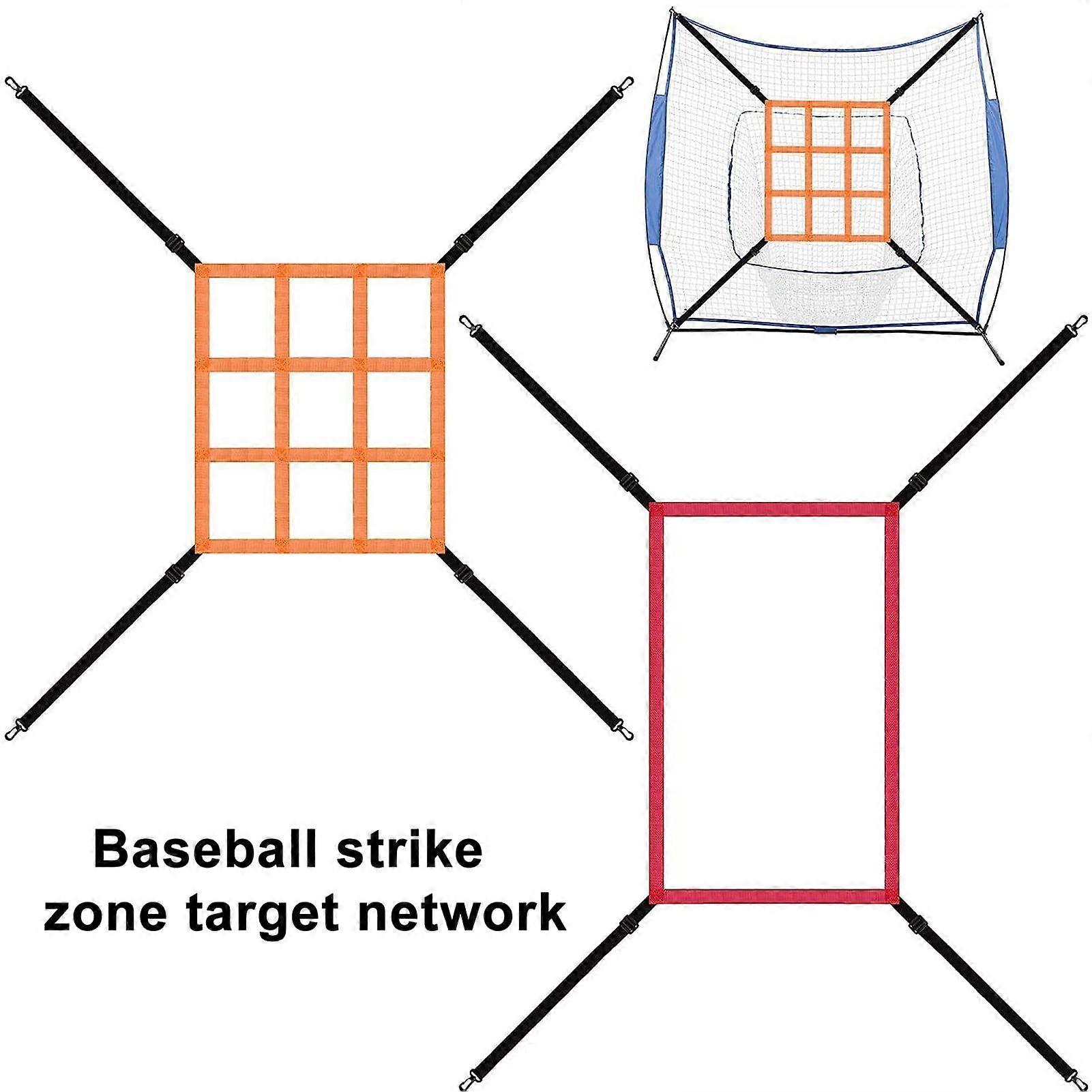 2Pcs Baseball Strike Zone Target Adjustable 1/9-Pocket Training Net Professional