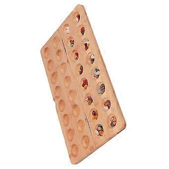 Travel Mancala Board Game Foldable Wooden Design 65 Glass Rockss Traditional Strategy Game