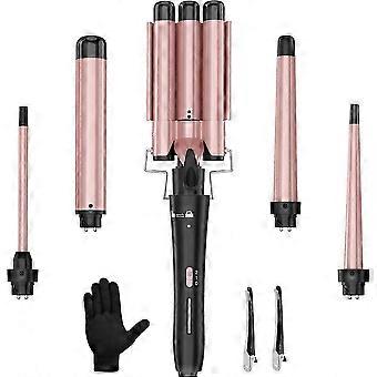 5-in-1 Ceramic Ionic Curling Iron Set with Interchangeable Barrels, Rapid 6-Second Heat-Up, Dual Temperature Settings for All Hair Types
