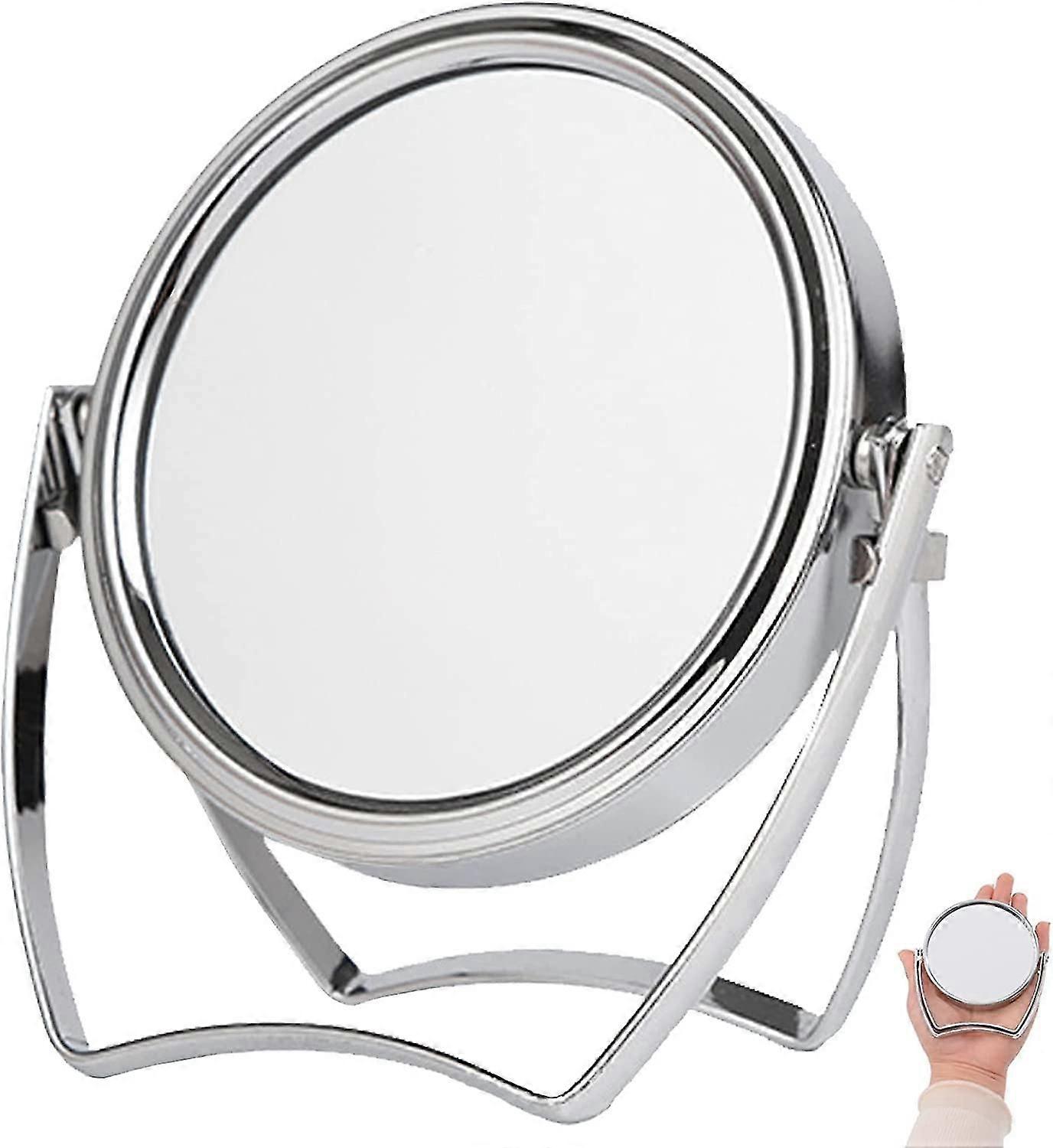 Small Silver Tabletop Makeup Mirror