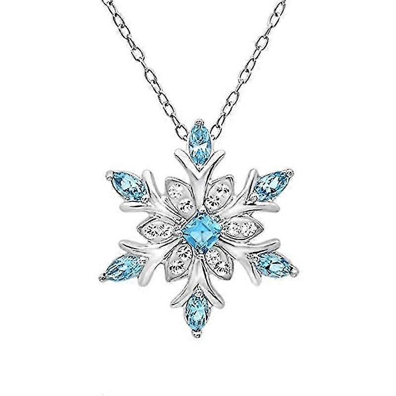 Silver Blue Crystals Snowflake Pendant