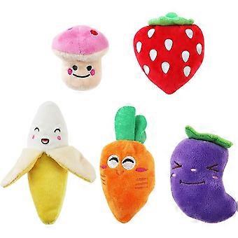 5pcs Squeaky Dog Toys For Small Dogs Fruits And Vegetables Plush Puppy Dog Toy Gift