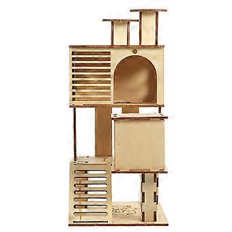 Hamster Playground Wooden House for Pet Exercise 2Pcs Ladder Slide Platform