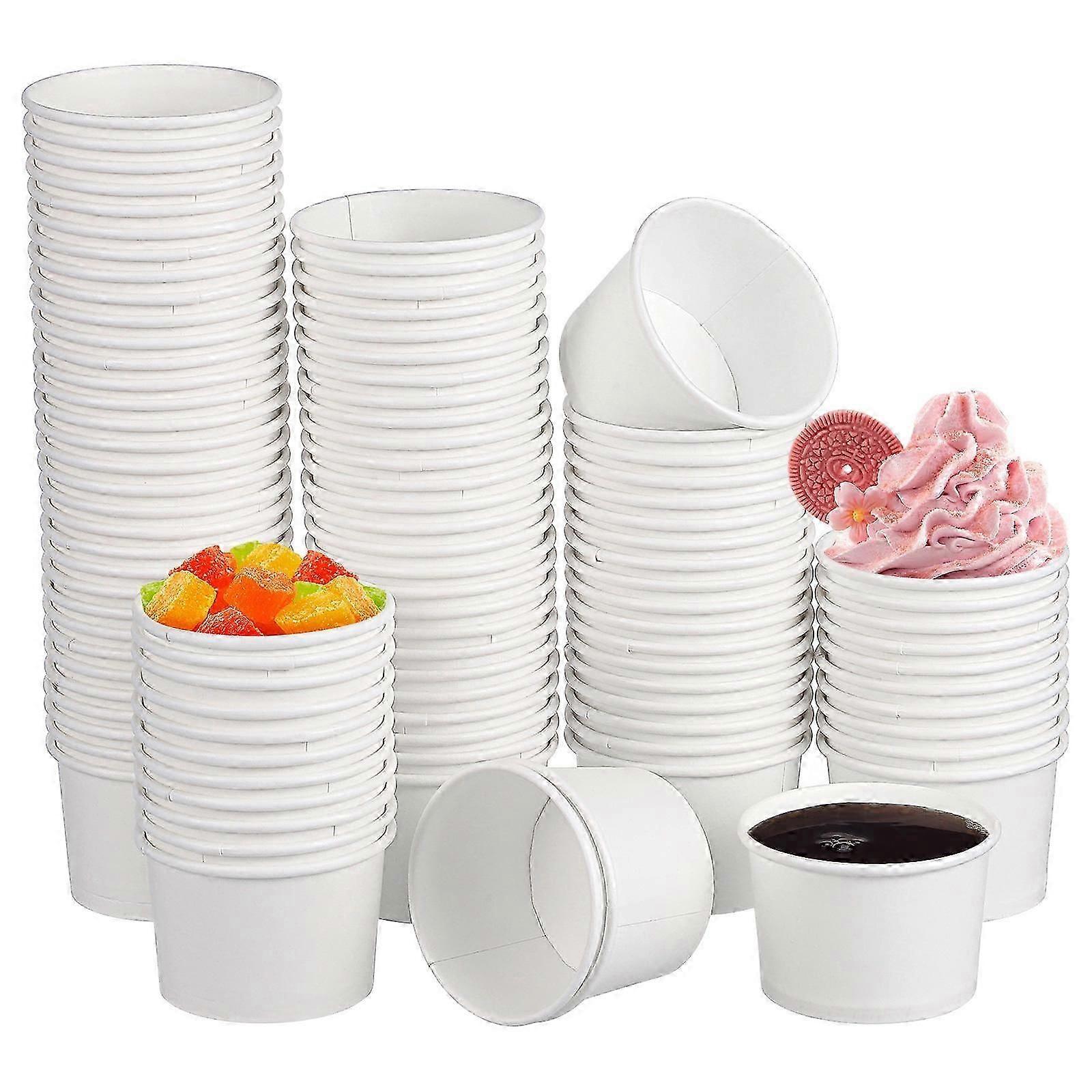 Disposable Paper Cups, 100Pcs, White, For Tasting & Drinking