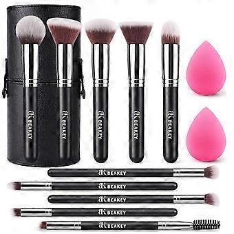 13-piece makeup brush set, including storage box and 2 sponges, 10 full-face brushes, beginner-friendly, soft synthetic bristles, smooth and even mak