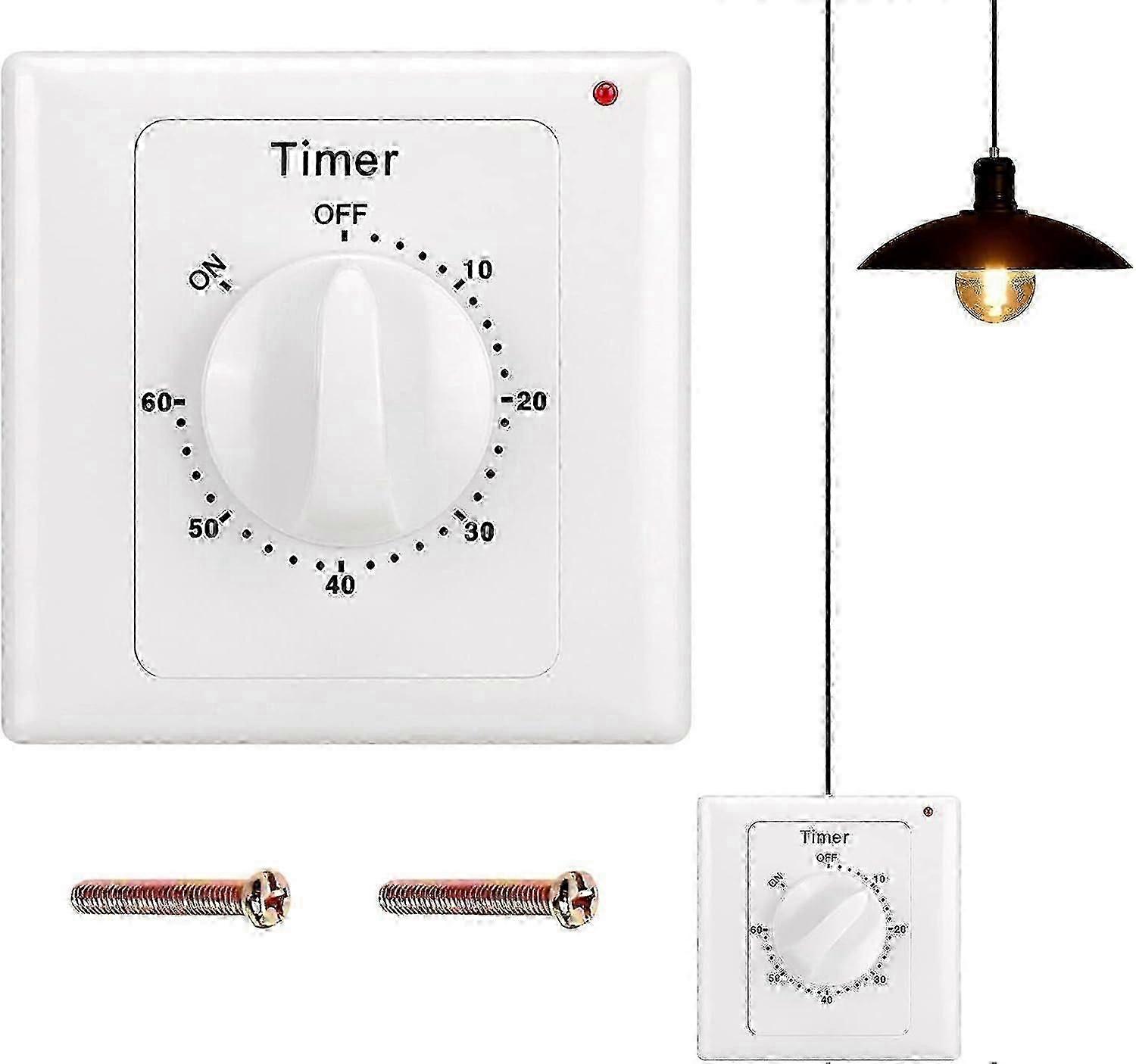 60 Minute Countdown Timer Switch for Bathroom Fan Light, Surface Mount Waterproof Mechanical Timer [XR]