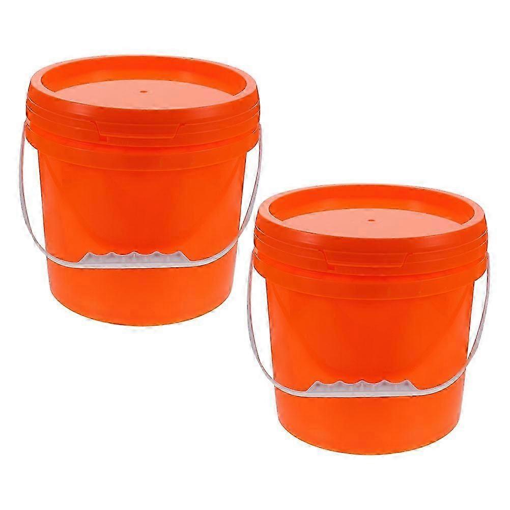 Orange Plastic Storage Bucket with Handle, 5L, 2 Pack