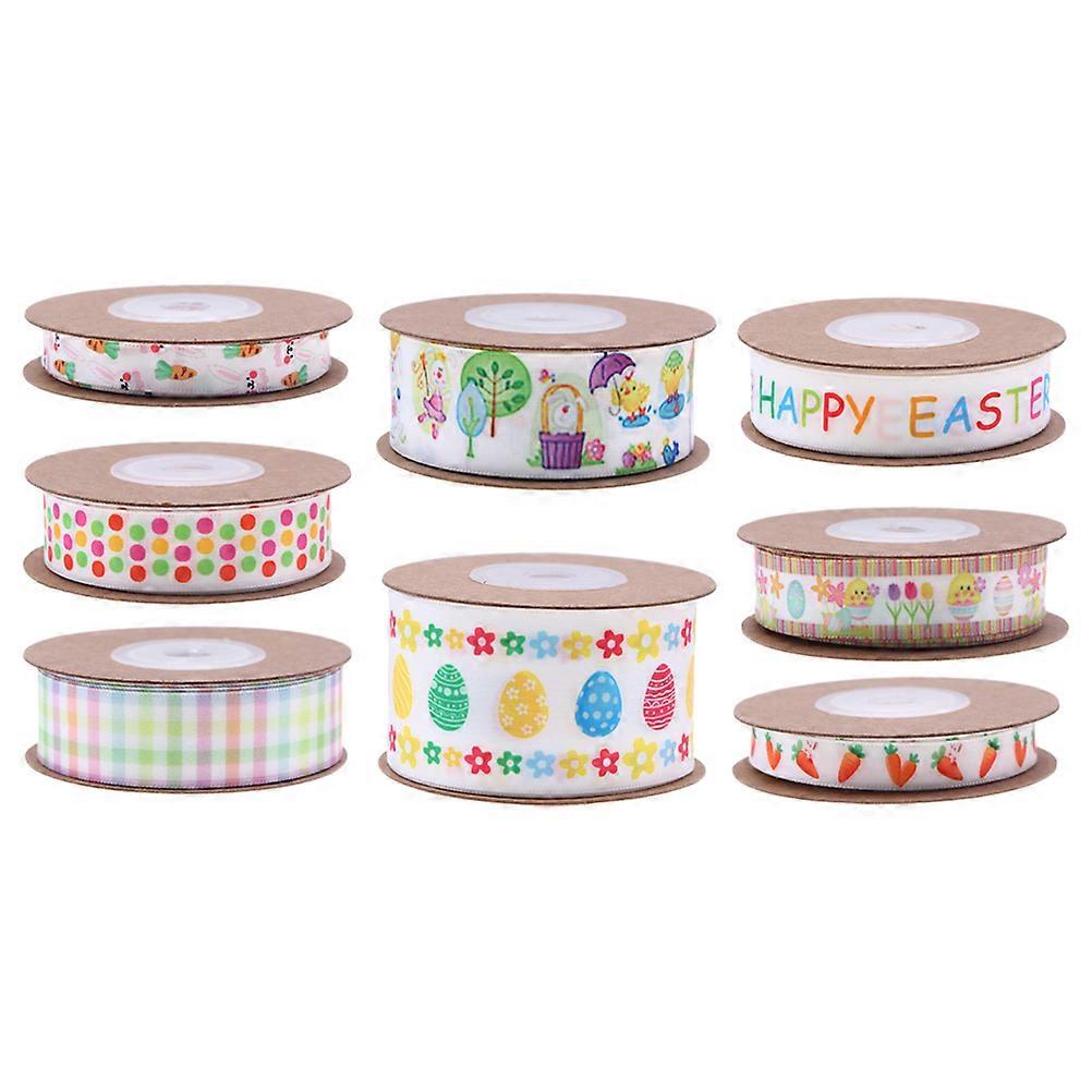 Easter Ribbon Decorative Easter Ribbon for Gift Wrapping 8 Rolls Assorted Colors