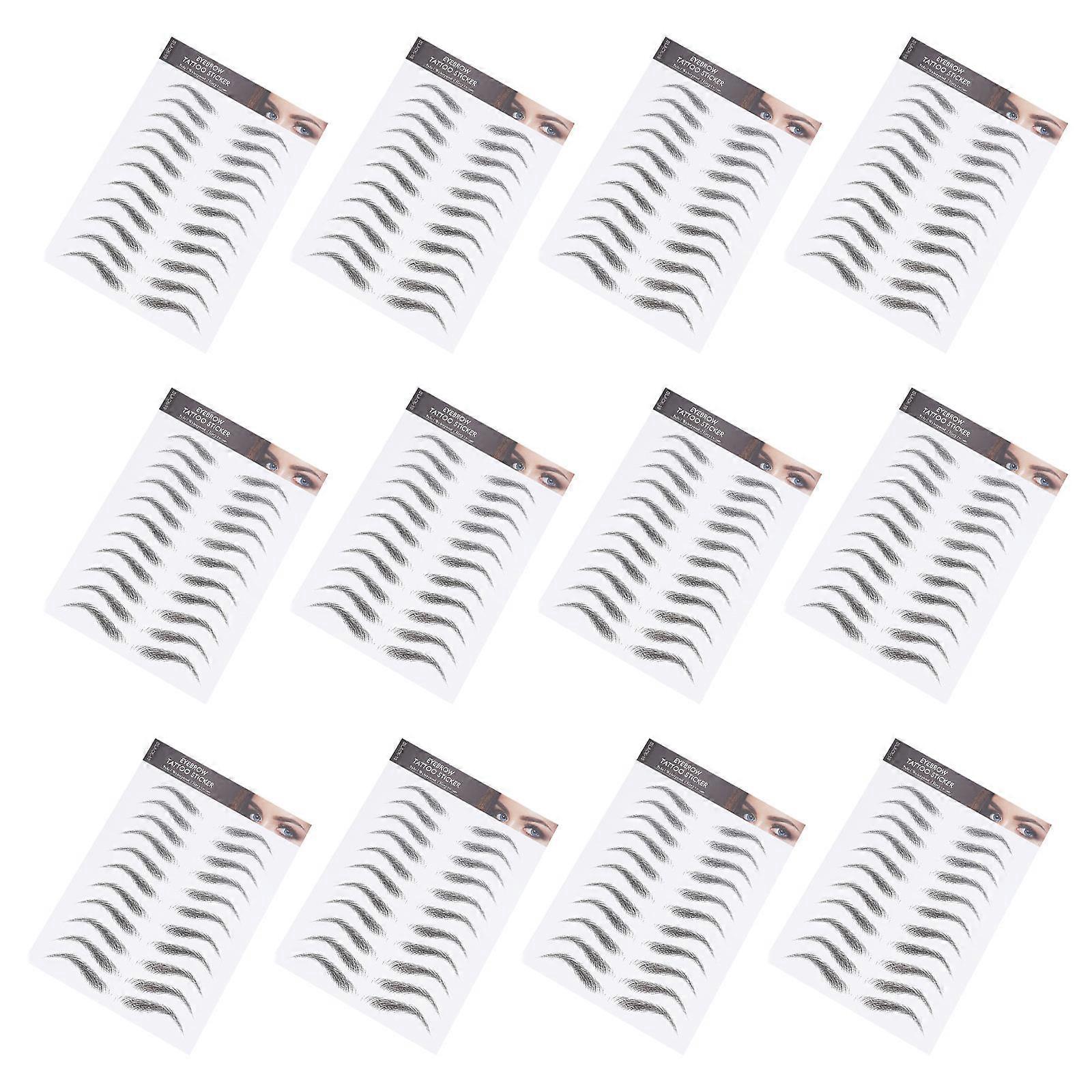 12 Sheets Eyebrows Sticker False Eyebrows Tattoos Temporary Eyebrows Tattoos