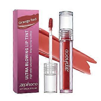 Zephoco Clear and Uniform Makeup Lip Glaze (Orange Red) Natural Color Rendering Gloss Smooth and Non Sticky Beautiful Lip Glaze