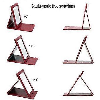 Desktop Folding Mirror, Set of 2 Portable Travel Vanity Mirror, Folding Tabletop Mirror with Stand for Beauty Handheld Mirrors Set of 2 Red