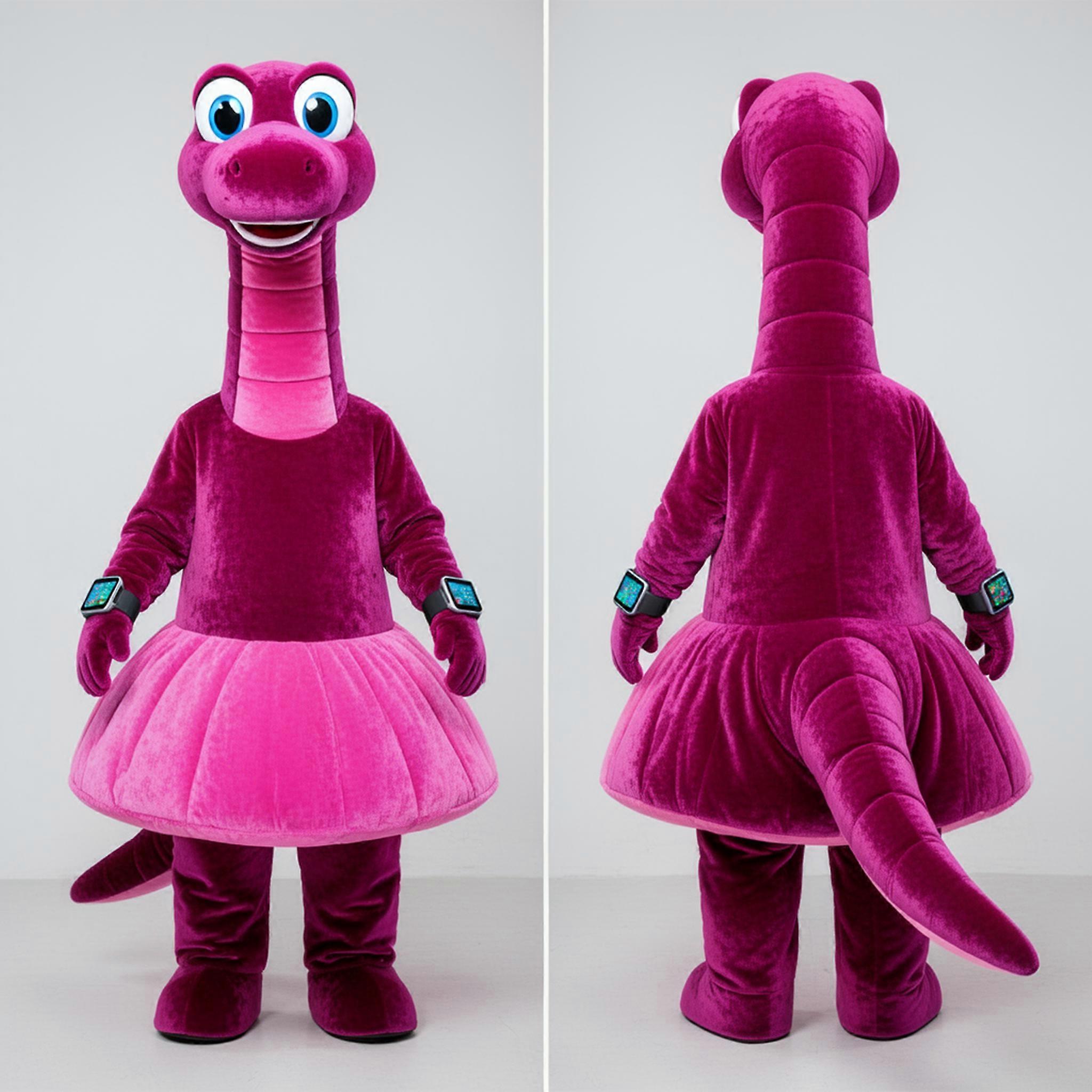 MASTICOT Magenta Velvety Diplodocus Mascot
