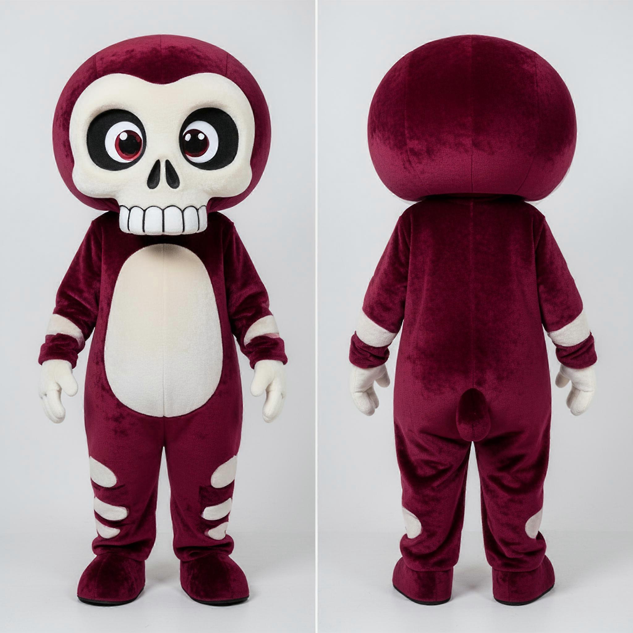 MASTICOT Maroon Cartoon Skull Mascot