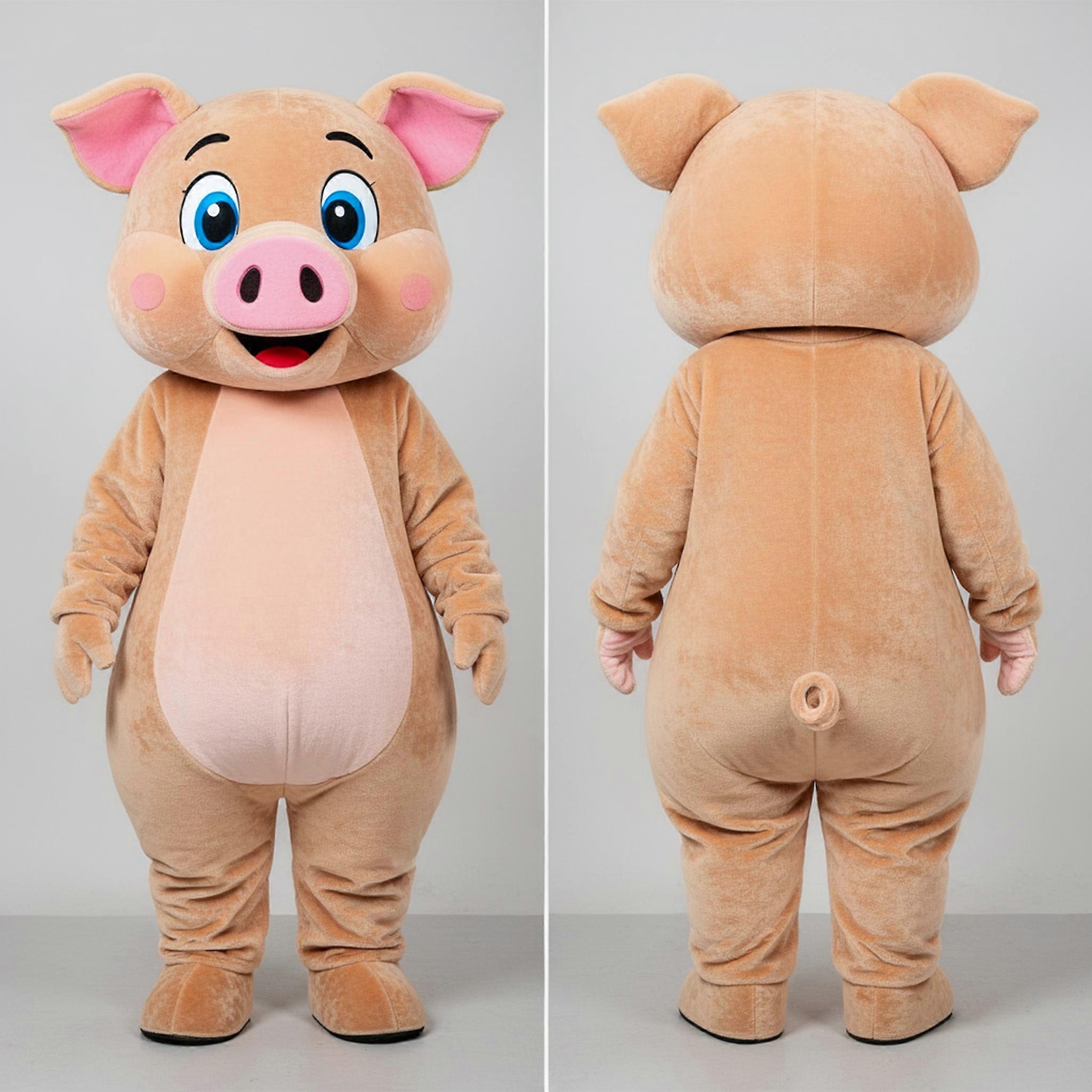 MASTICOT Tan Rounded Friendly Pig Mascot