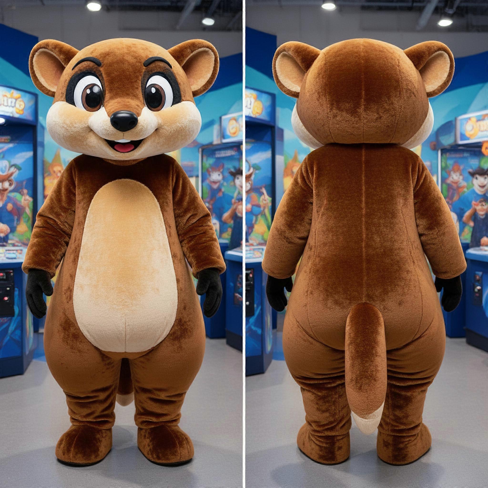 MASTICOT Brown Fluffy Mongoose Mascot