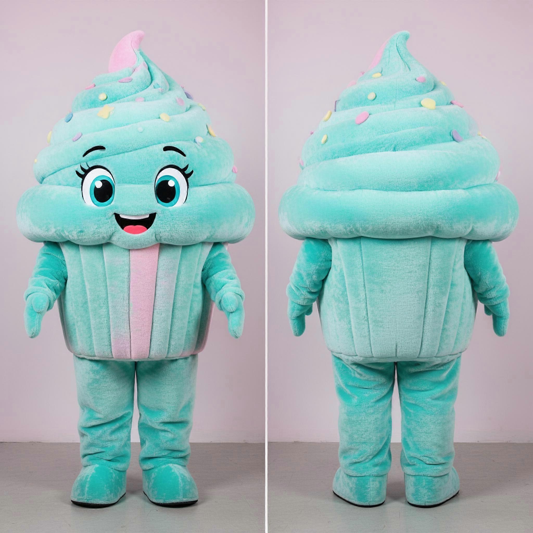 MASTICOT Turquoise Velvety Cupcake Mascot