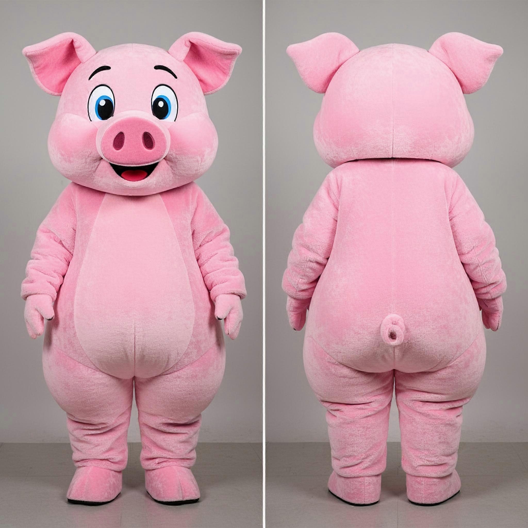 MASTICOT Rosy Plush Rounded Pig Mascot