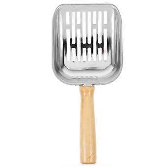 Cat Litter Scoop Metal Non-Stick Poop Scooping Tool Silver