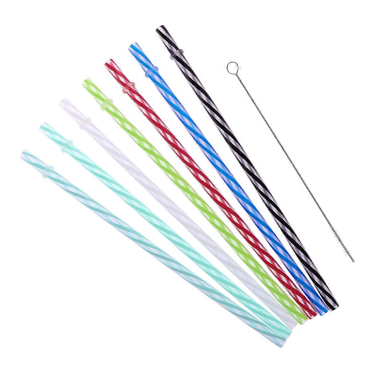 Thick Threaded Straw for Drinking Use 25Pcs Reusable with Brush