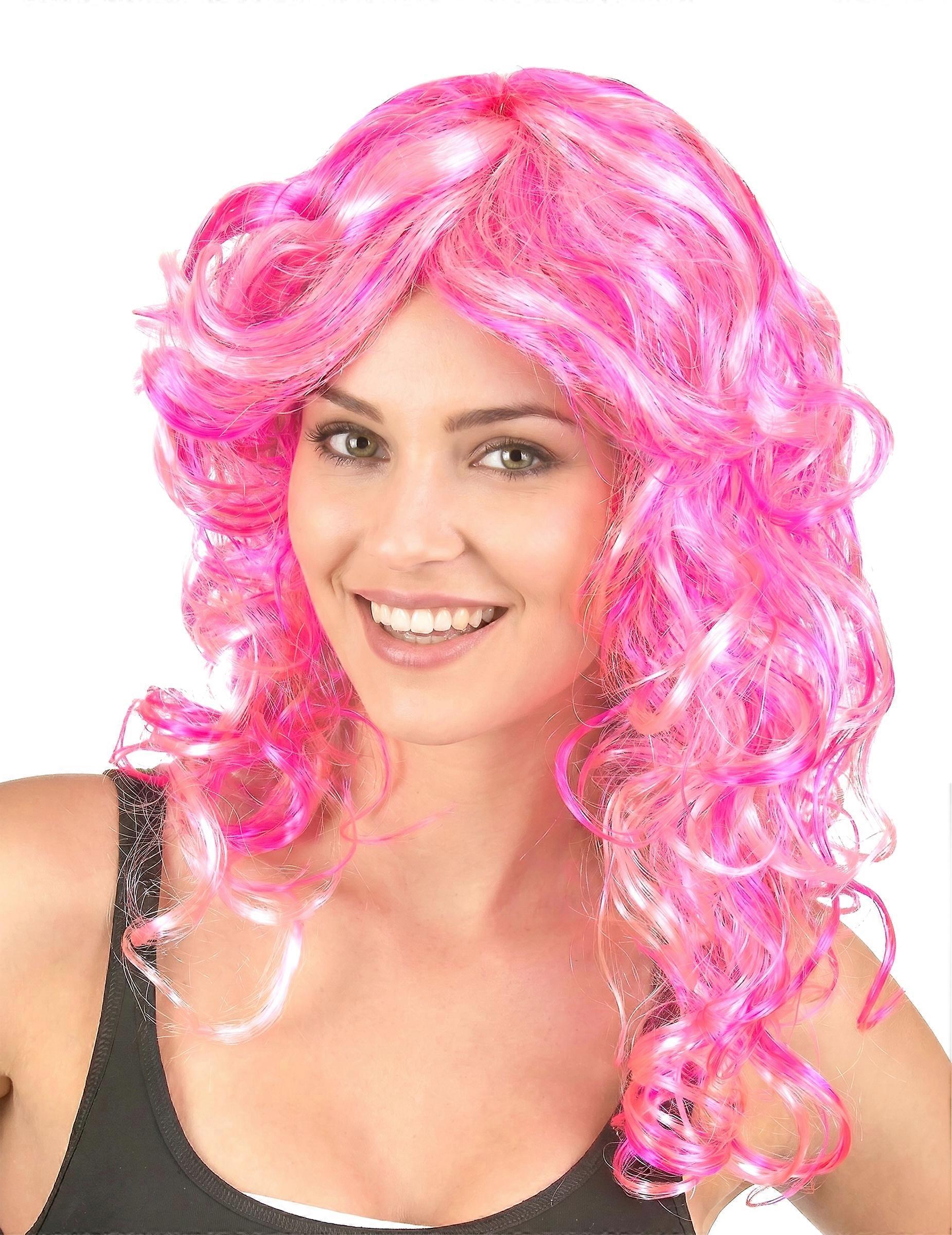 Women's pink curly wig