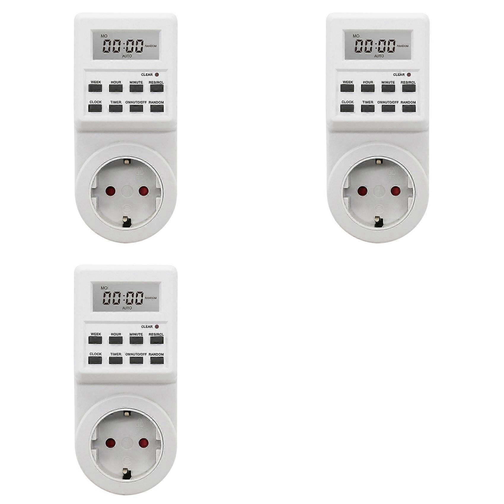 3X Digital Timer Socket Electronic Timing Switch 24h Kitchen Timer Outlet Programmable Socket EU Plug