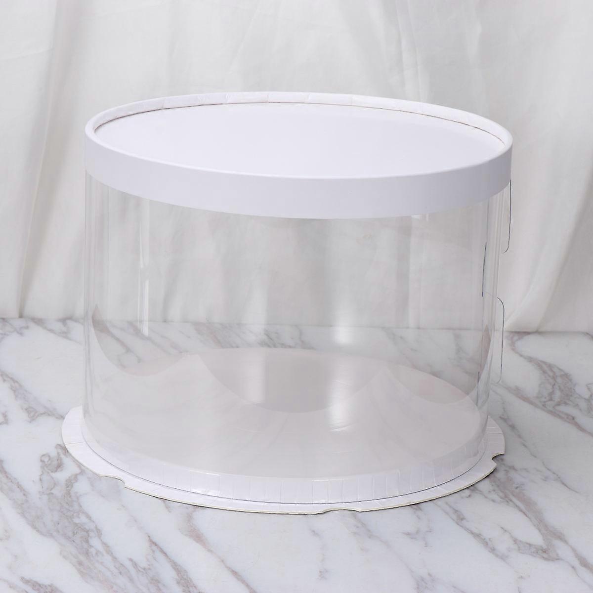 Cake Packaging Boxes Plastic Transparent Round Box for Cake Storage in White