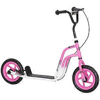 Children's scooter with adjustable handlebars, large wheels, kickstand, handbrake, for children aged 5-12 years, pink