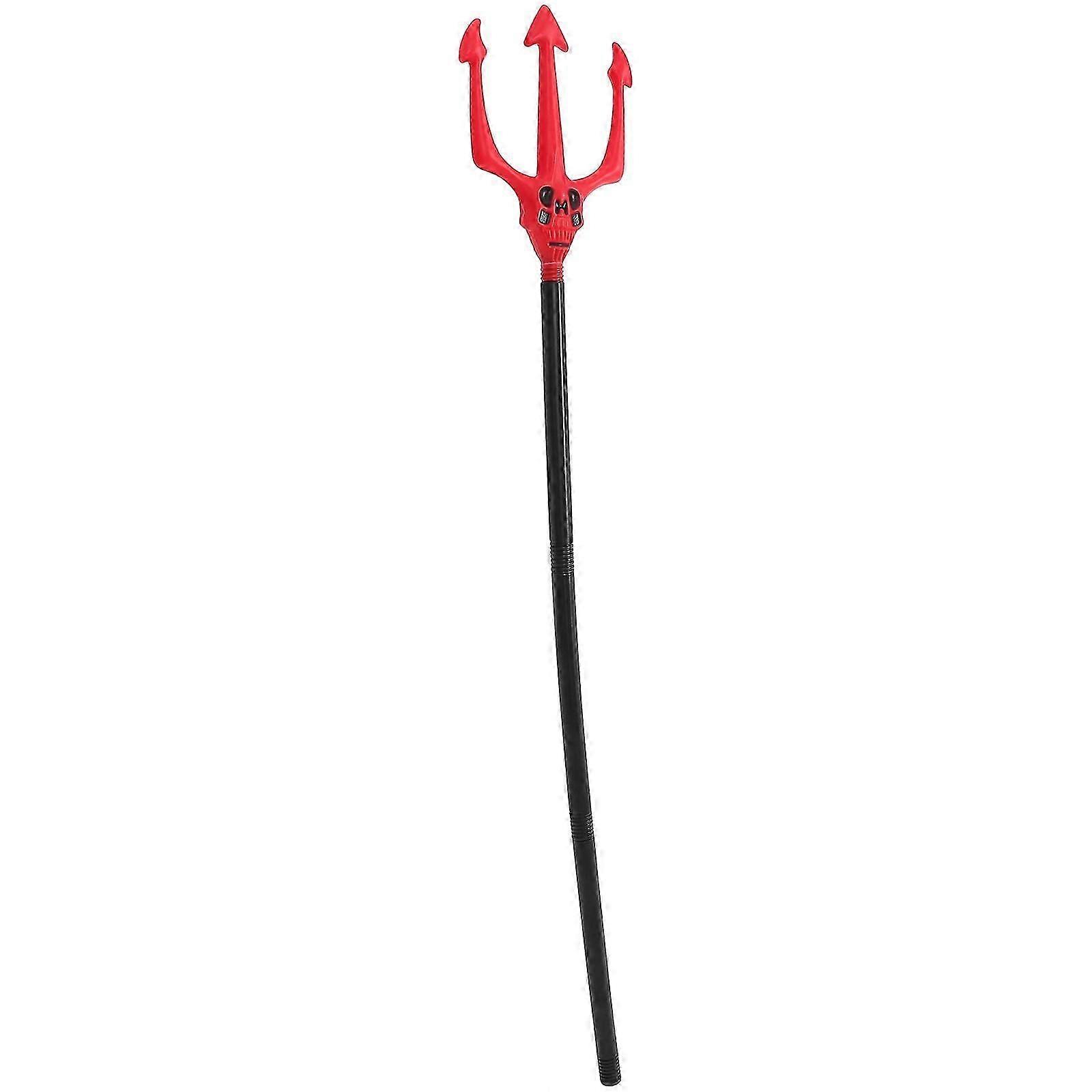Trident Cosplay Pitch Fork Red Plastic for Party Use