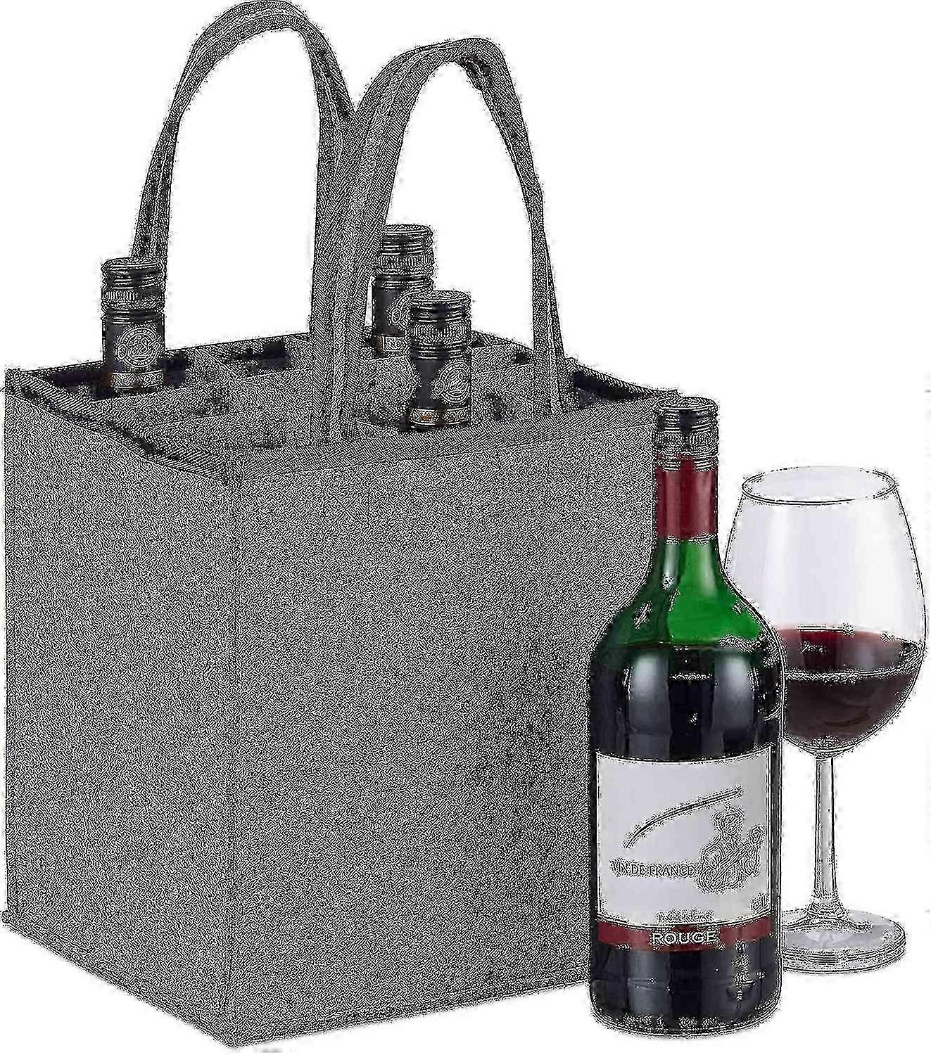 Foldable 6-Bottle Wine Tote Bag