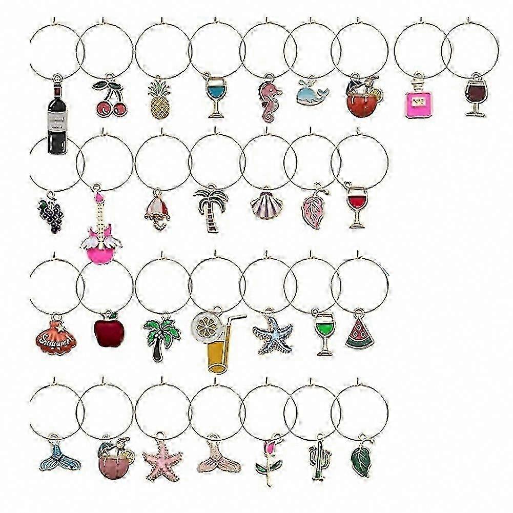 30PC Beach Wine Charm Set Reusable