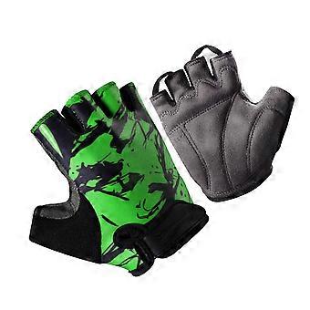 Sporthandschuhe für Jungen, Kinder-Outdoor-Sporthandschuhe, Halbfingerhandschuhe, stoßfest, Radfahren, Größe M, Grün, Stretch, 1 Paar