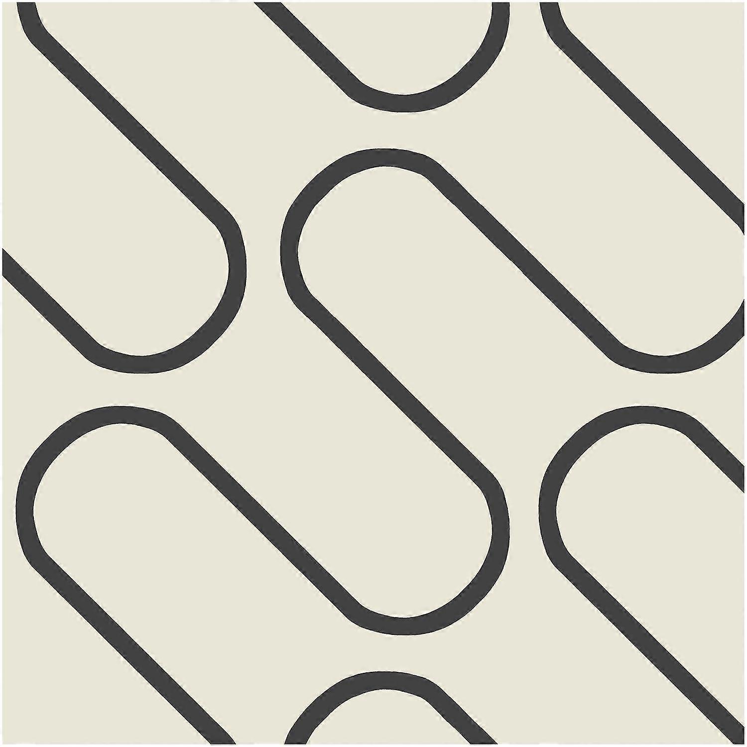 Linear Curve Cream Black Wallpaper