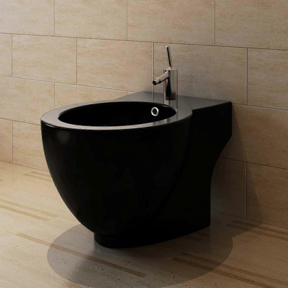 Bidet round black ceramic