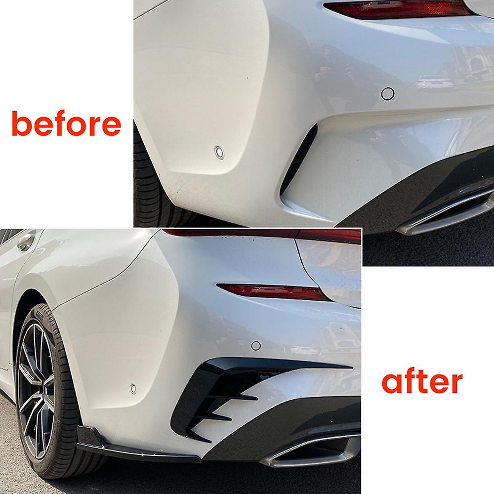 Glossy ABS Carbon Fiber Rear Bumper Vent Spoiler Trim Cover For BMW 3 Series G20 (2019-2022)