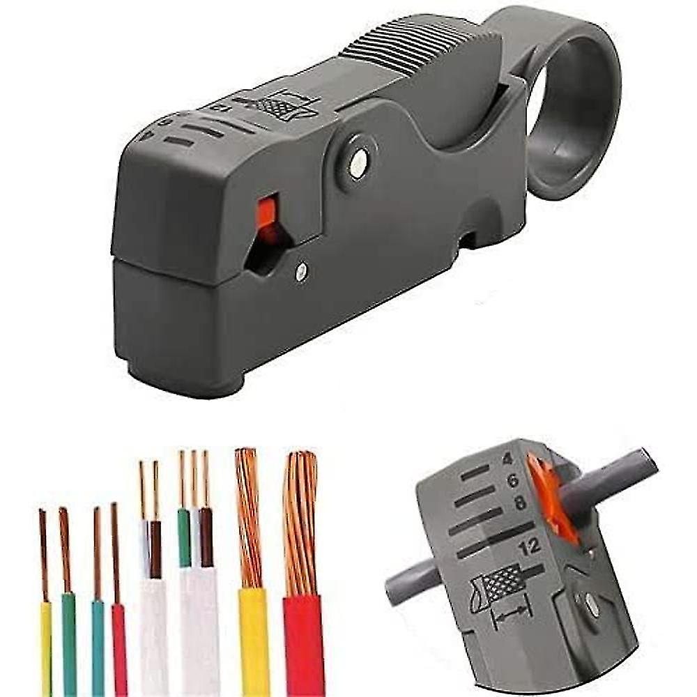 Pxcl Rotary Cutter Universal Stripper Coax Wire Stripper Tools Crimper Kit Adjustable Flat Pour/round Rg58/59/62/6/3c2v/4c/5cgray, One Piece