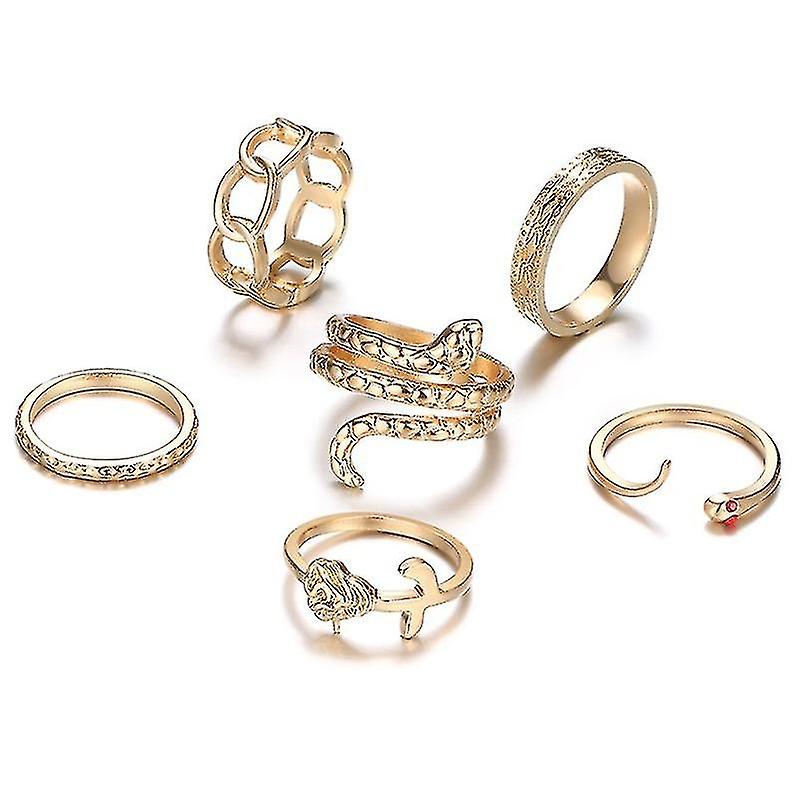 6pieces Snake Réglable Promise Finger Rings Serpent Open Statement Bague Cadeau