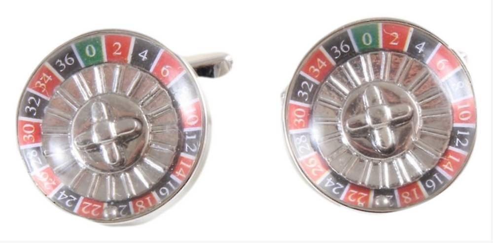 David Van Hagen Roulette Wheel Cufflinks - Silver/Red/Blue