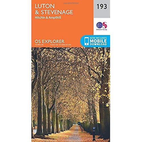 Stevenage y OS Explorer mapa (193) Luton