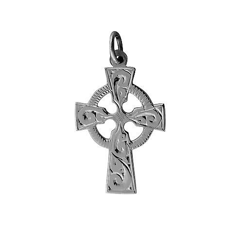 Silver 23x16mm hand engraved Celtic Cross