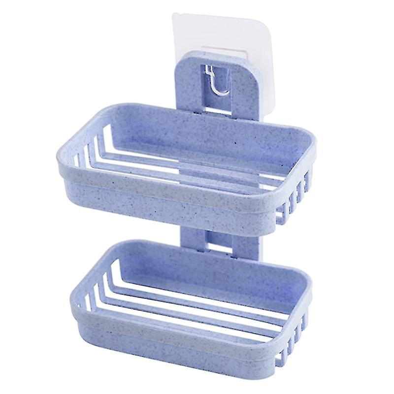 Wall Mounted Soap Holder Double Layer Suction Cup Soap Dishes Plastic Rack For Home Bathroom Soaps Sponge Drain Shelf-r