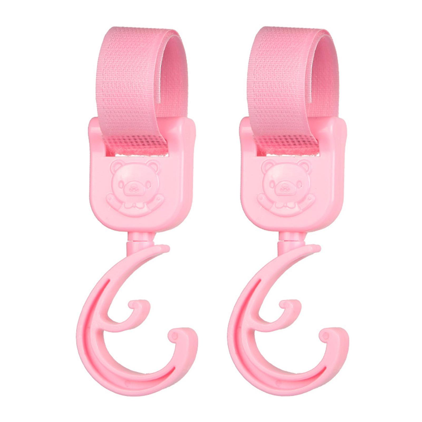 2pcs Baby Stroller Hooks Double Layer Anti-slip Portable Rotating Cartoon Bear Pram Clips For Home