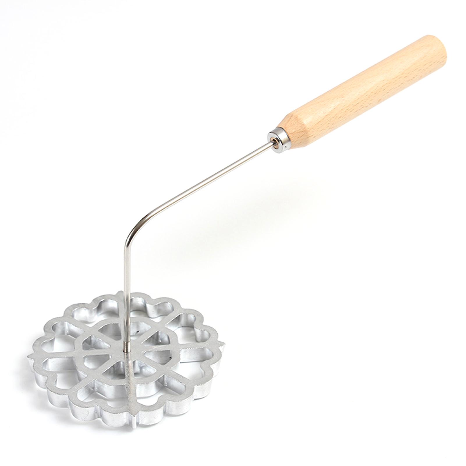 Aluminum Alloy Bunuelo Mold with Wooden Handle Wear Resistant Rosettes Biscuits Maker for Cooking
