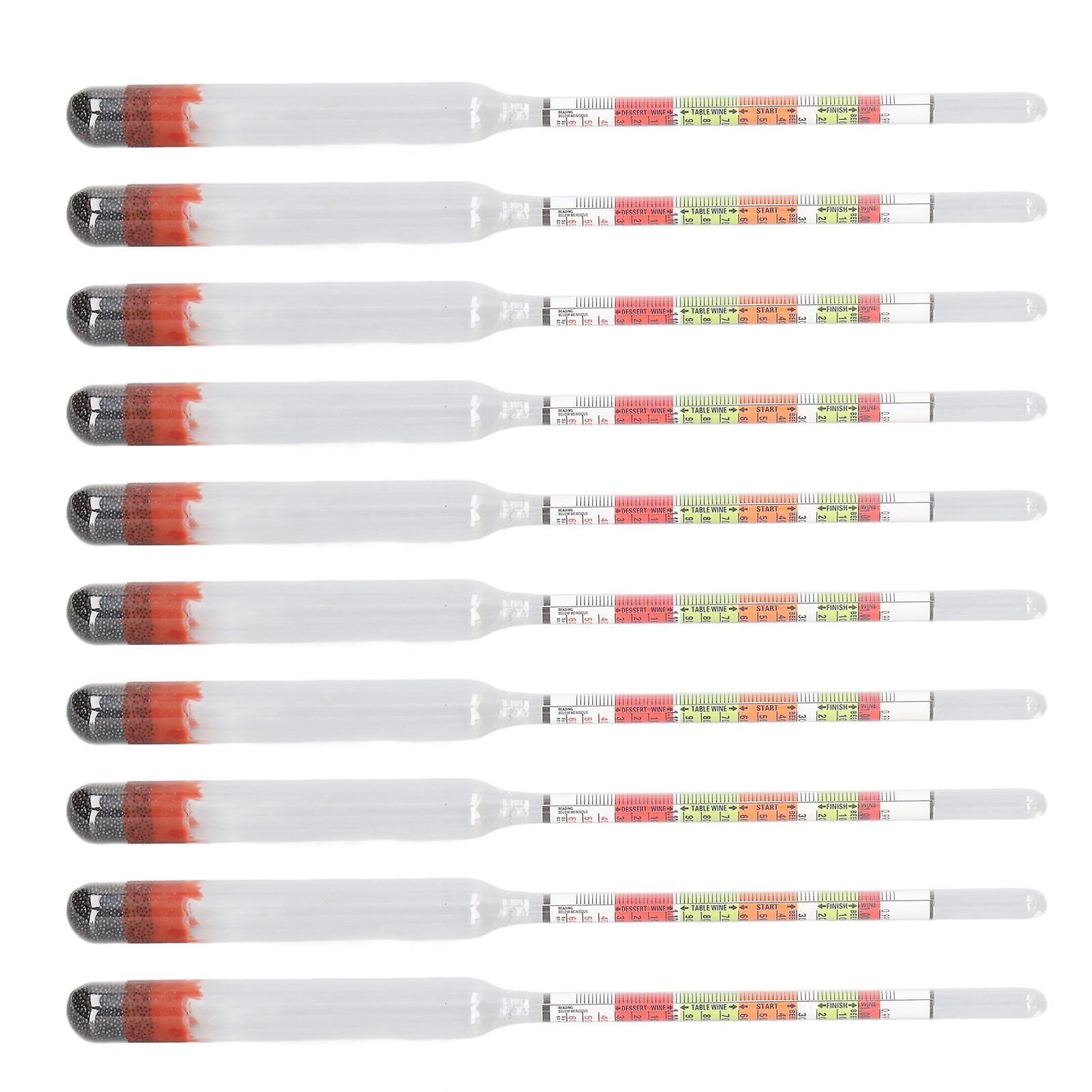 10Pcs Hydrometer Glass Triple Scale Beer Tester Wine Meter Measuring Tool Set Kit for Home