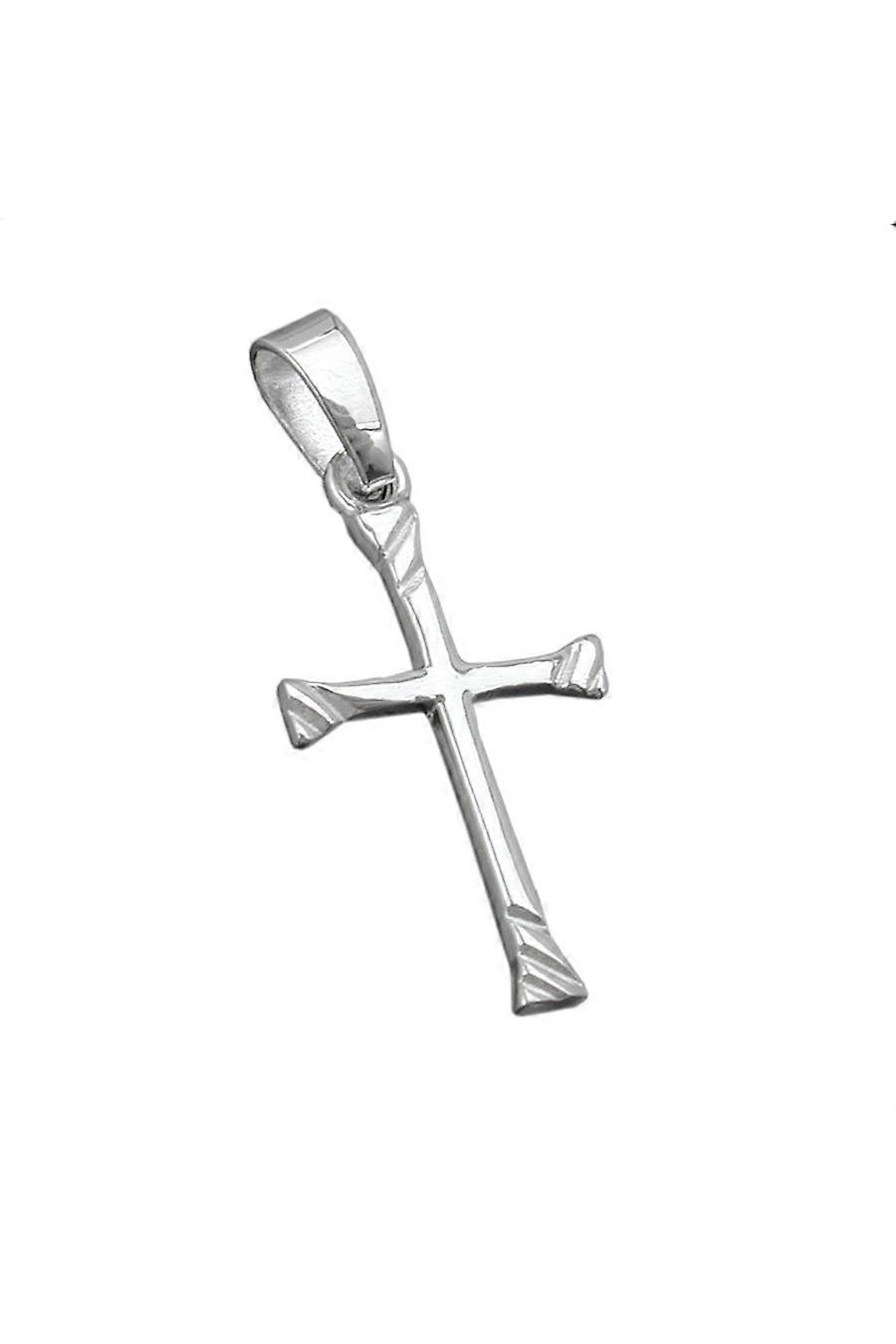 Pendant 21x13mm Cross With Diagonal Stripes Shiny Silver 925 - Gl92177