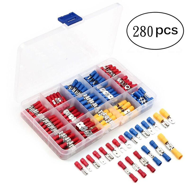 840Pcs Electrical Wire Connectors, Insulated Wire Crimp Terminals, Mixed Butt Ring Fork Spade Bullet Quick Disconnect Assortment