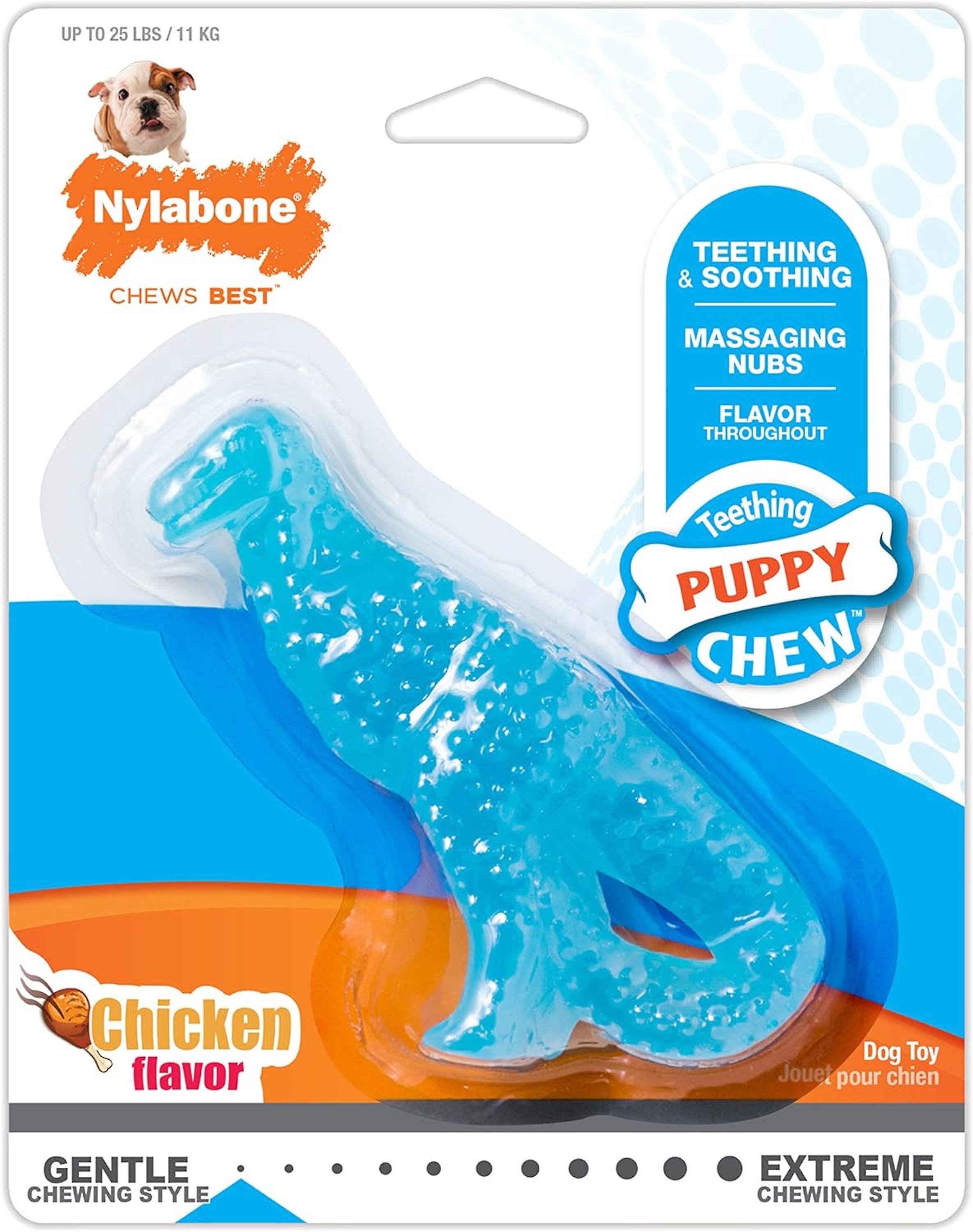Nylabone Puppy Teething Dental Dino Chicken Small Dog Toy Chew