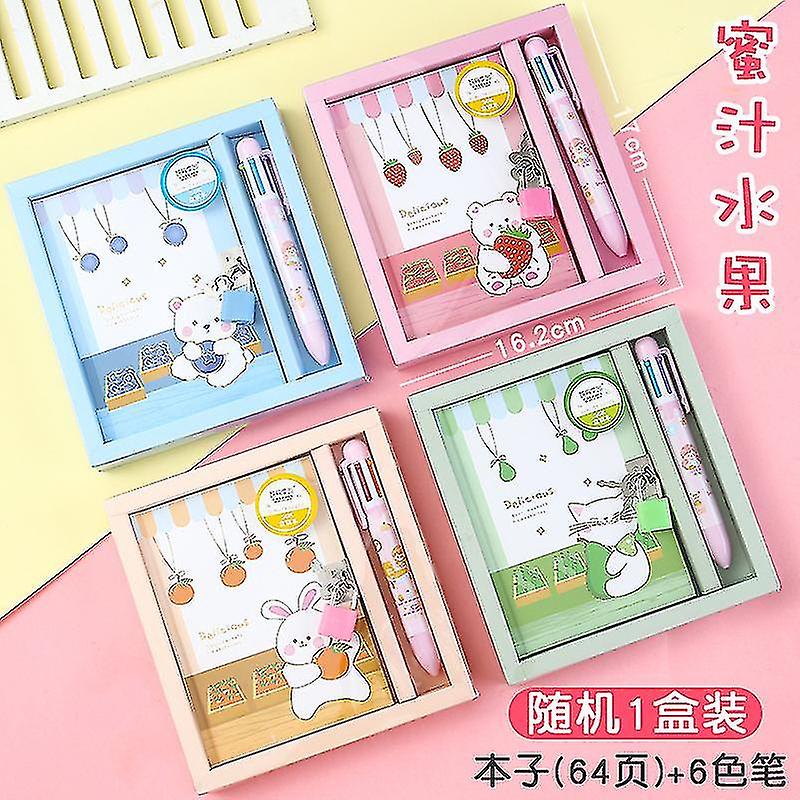 Drăguț Desen animat Ledger Set cu blocare Notebook multicolor Pen Set