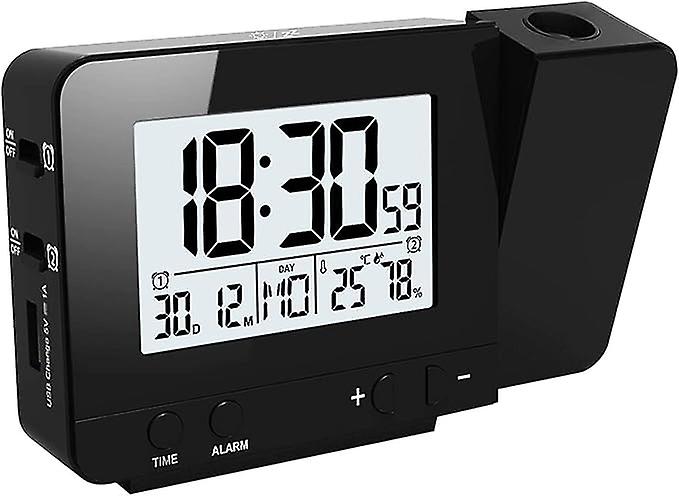 LED Projector Clock, Digital Alarm Clock, Projection Alarm Clock, Indoor Temperature, 4 Adjustable Brightness Levels, Function