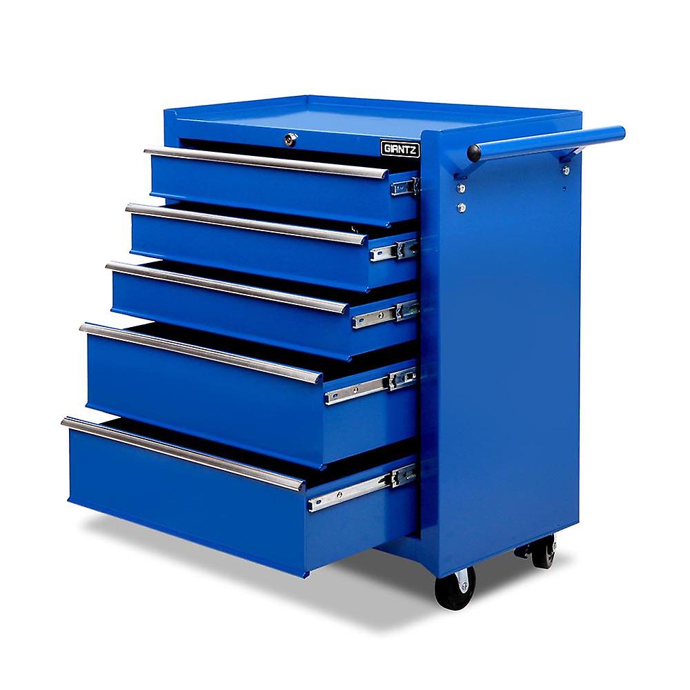 Giantz 5 Drawer Mechanic Tool Box Cabinet Storage Trolley Blue Heavy Duty Large Tool Boxes