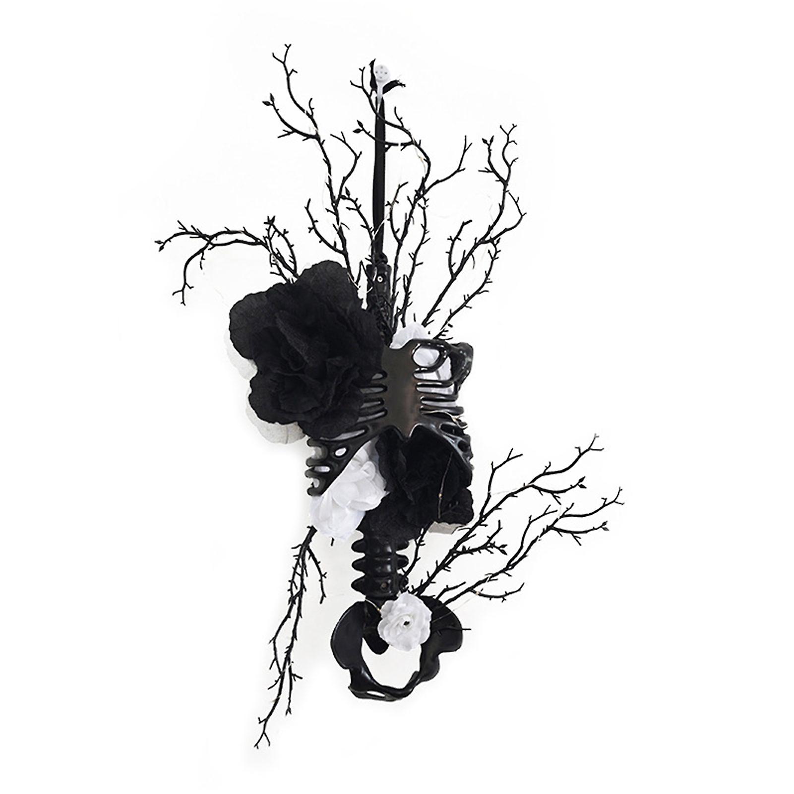 Light-Up Skeleton Wreath Battery Powered Front Door Garland for Party Decoration